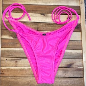 Hot pink tie side bikini bottom